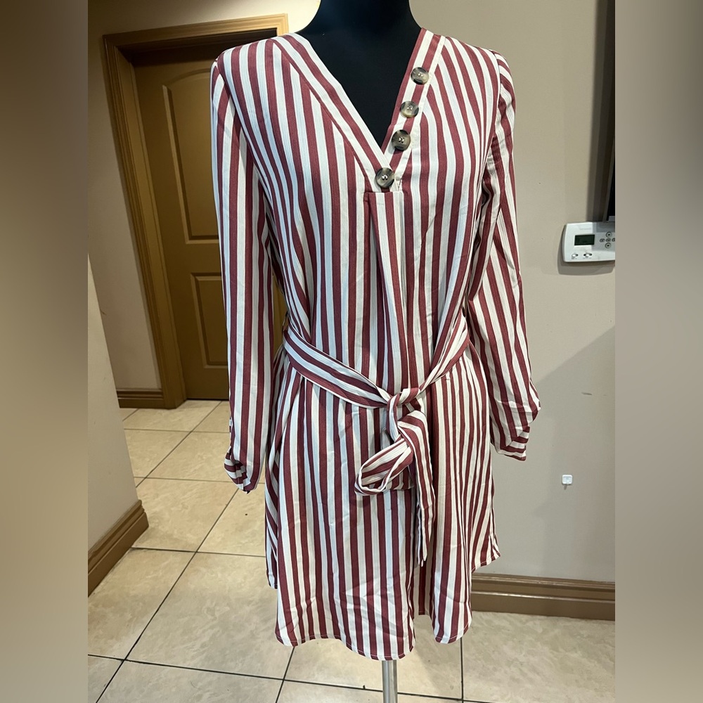 Striped Long Sleeve Top - Red and White